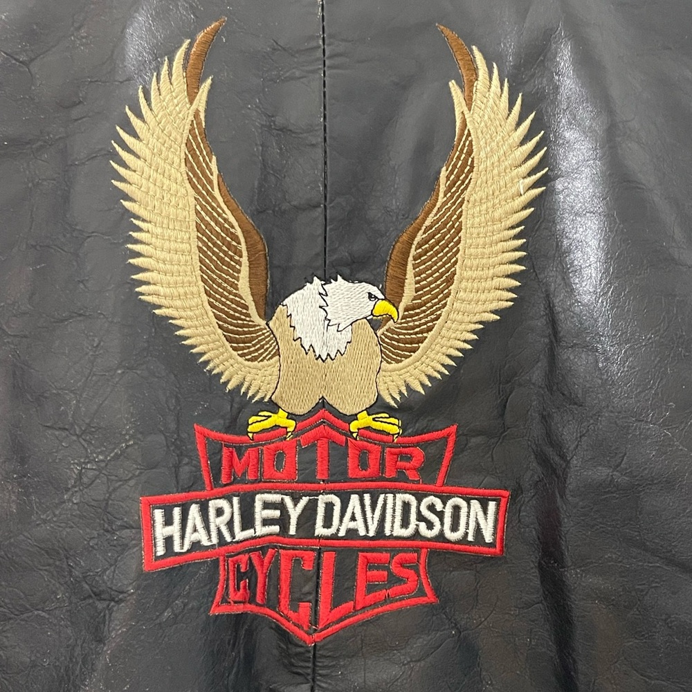 Vintage Harley-Davidson Black Bomber Jacket with Eagle Design‎ Size XL